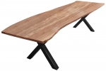  Esstisch Baumkante massiv Akazie natur 280 x 100 X-Gestell schwarz XAVER