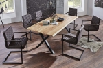  Esstisch Baumkante massiv Akazie natur 200 x 100 X-Gestell schwarz XAVER