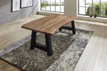  Esstisch Baumkante massiv Akazie Natur 120 x 80 A-Gestell schwarz ATHEN