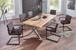  Esstisch Baumkante massiv Akazie natur 200 x 100 X-Gestell silber XAVER