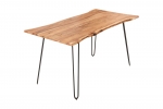  Esstisch Baumkante massiv Akazie natur 180 Hairpin-Gestell schwarz HANNAH