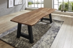  Esstisch Baumkante massiv Akazie Natur 160 x 85 A-Gestell schwarz ATHEN