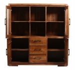 Highboard 140 x 45 x 150 cm Akazienholz nussbaumfarben SARAH
