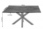  Esstisch Baumkante massiv Akazie nussbaum 120 cm Spider-Gestell silber QUINCY