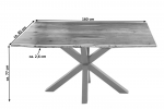  Esstisch Baumkante massiv Akazie natur 160 cm Spider-Gestell silber QUINCY