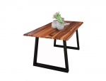 SAM® Baumkante Esstisch massiv Akazie cognac 140 cm schwarz VIENNA