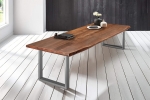  Esstisch Baumkante massiv Akazie nussbaumfarben 240 x 110 silber VALIN