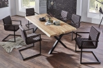  Esstisch Baumkante massiv Akazie natur 300 x 100 schwarz X-Gestell XEREZ