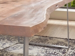 Esstisch Baumkante Akazie natur 180 x 90 schräges U-Gestell silber HALMSTAD
