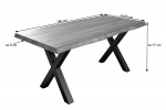  Esstisch Baumkante massiv Akazie natur 180 x 90 silber X-Gestell XEREZ