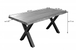  Esstisch Baumkante massiv Akazie natur 200 x 100 schwarz X-Gestell XEREZ