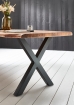  Esstisch Baumkante massiv Akazie natur 180 x 90 schwarz X-Gestell XEREZ
