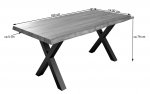  Esstisch Baumkante massiv Akazie nussbaumfarben 180 x 90 schwarz X-Gestell XEREZ