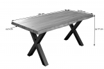  Esstisch Baumkante massiv Akazie nussbaumfarben 180 x 90 silber X-Gestell XEREZ