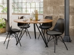 Essgruppe 120 cm Akazie naturfarben Metallfuß schwarz mit 4 Stühlen INSA
