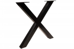 Essgruppe 180 cm Mango naturfarben X-Gestell schwarz mit 6 Stühlen DORA