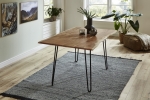 Esstisch Baumkante massiv Akazie natur 80x80 Hairpin-Gestell schwarz HANNAH