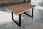 Esstisch Baumkante massiv Akazie stone 180 x 90 cm schwarz LAUREN