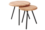 Couchtisch 2er Set Industrial-Design Wildeiche massiv 45 & 35 cm schwarz ASIM