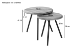Couchtisch 2er Set Industrial-Design Wildeiche massiv 45 & 35 cm schwarz ASIM