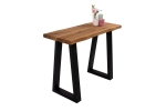 Konsolentisch  Baumkante Industrial-Design Wildeiche massiv 100x40 cm schwarz GERDA