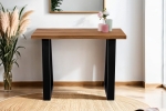 Konsolentisch  Baumkante Industrial-Design Wildeiche massiv 100x40 cm schwarz GERDA