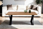 Couchtisch Baumkante Industrial-Design Wildeiche massiv 110x60 cm schwarz MOLITOR