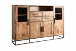 Highboard 180 x 134 x 40 cm Akazienholz massiv stonefarben OKLAHOMA II