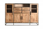 Highboard 180 x 134 x 40 cm Akazienholz massiv stonefarben OKLAHOMA II