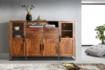 Highboard 180 x 134 x 40 cm Akazienholz massiv nougatfarben OKLAHOMA II