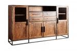 Highboard 180 x 134 x 40 cm Akazienholz massiv nougatfarben OKLAHOMA II