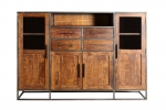Highboard 180 x 134 x 40 cm Akazienholz massiv nougatfarben OKLAHOMA II