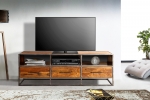 Lowboard TV-Schrank 175 x 60 x 40 cm Akazienholz nougatfarben OKLAHOMA itemprop=