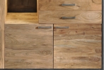 Highboard 139 x 160 x 40 cm Akazienholz massiv stonefarben SYDNEY