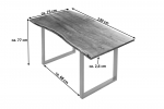 Esstisch Baumkante massiv Akazie naturfarben 130 x 75 cm silber U-Gestell BILLY