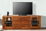 Lowboard TV-Board 200 x 63 x 40 cm Akazienholz nougatfarben KATI itemprop=
