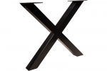 SAM® Essgruppe Baumkante massiv Akazie naturfarben 180 cm X-Gestell schwarz 7tlg. XANTEN itemprop=