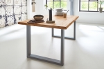  Esstisch Baumkante Massiv Wildeiche 90 x 90 silber grau SESSA