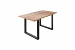 SAM® Esstisch Baumkante Massiv Wildbuche 120 x 80 mattschwarz U-Gestell GREGOR