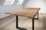 SAM® Esstisch Baumkante Massiv Wildbuche 120 x 80 mattschwarz U-Gestell GREGOR