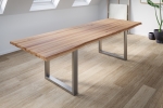  Esstisch Baumkante Massiv Wildbuche 240 x 100 silber U-Gestell ROMAN