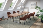  Esstisch Baumkante Massiv Wildbuche 240 x 100 silber U-Gestell ROMAN