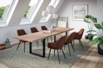Esstisch Baumkante Massiv Wildbuche 280 x 100 mattschwarz U-Gestell ROMAN