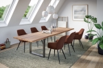 Esstisch Baumkante Massiv Wildbuche 280 x 100 silber U-Gestell ROMAN
