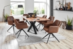 Esstisch Baumkante massiv Akazie natur 280 cm Spider-Gestell schwarz QUINCY