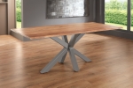 Esstisch Baumkante massiv Akazie natur 240 x 100 silber SPYRO