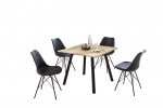 Esstisch Baumkante massiv Wildeiche naturfarben 120 x 80 cm schwarz EDIK