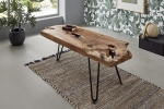 Couchtisch Beistelltisch Teakholz Hairpin-Gestell 100 x 40 x 40 cm schwarz ISANA