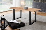 Baumkante Esstisch Indisches Rosenholz naturbelassen 160x85 U-Gestell schwarz Lotti