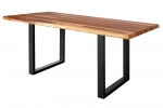 Baumkante Esstisch Sheesham shinafarben 280x100 U-Gestell schwarz Lotti